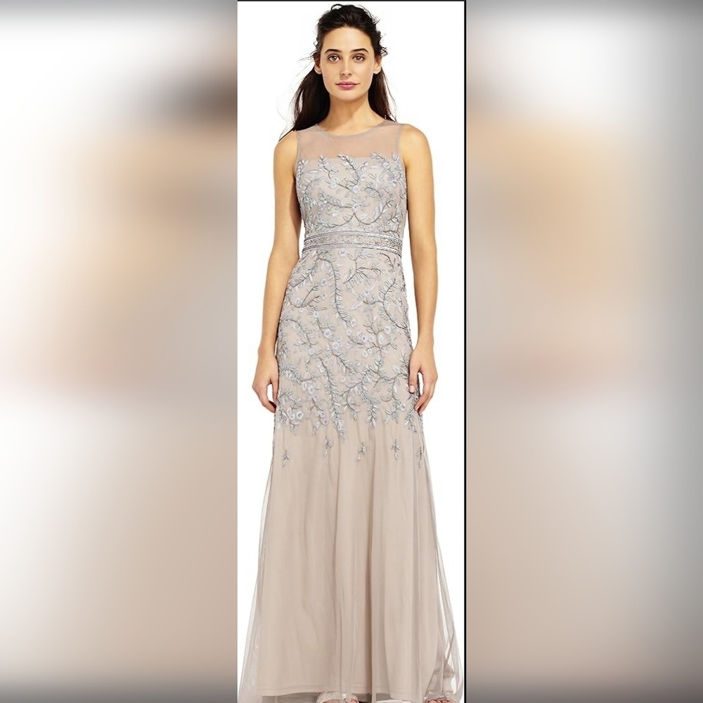 Beautiful Beaded Gray Gown